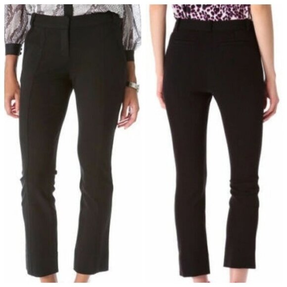 Diane Von Furstenberg Black Carissa Linen Ankle Pants 10 - Picture 2 of 8